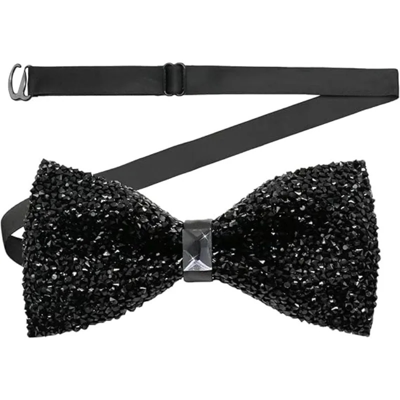 Fashion Bow Ties for Men Women Pre Tied Sequin Diamond Bowties with Adjustable Length Party Banquet Wedding Tie 260526