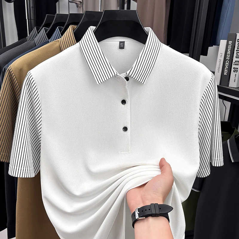 Mens Casual Striped Sleeve Shirt Short Sleeve Business Breathable Lightweight Summer Top M260612