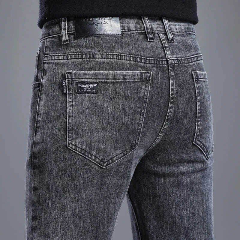 Pantaloni jeans elastici dritti classici di alta qualità primaverili autunnali Pantaloni in denim grigio nero vintage coreano S260612