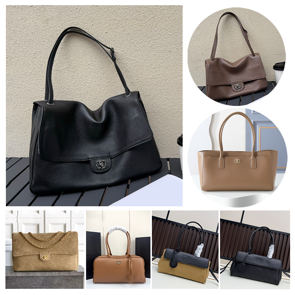 26S Bag Maxi bag Women Designer Maxi Shopping bag Grain cowhide shoulder bag Classic Flap Vintage Handbags Cowhide Leather Airport Tote Bag Suitable