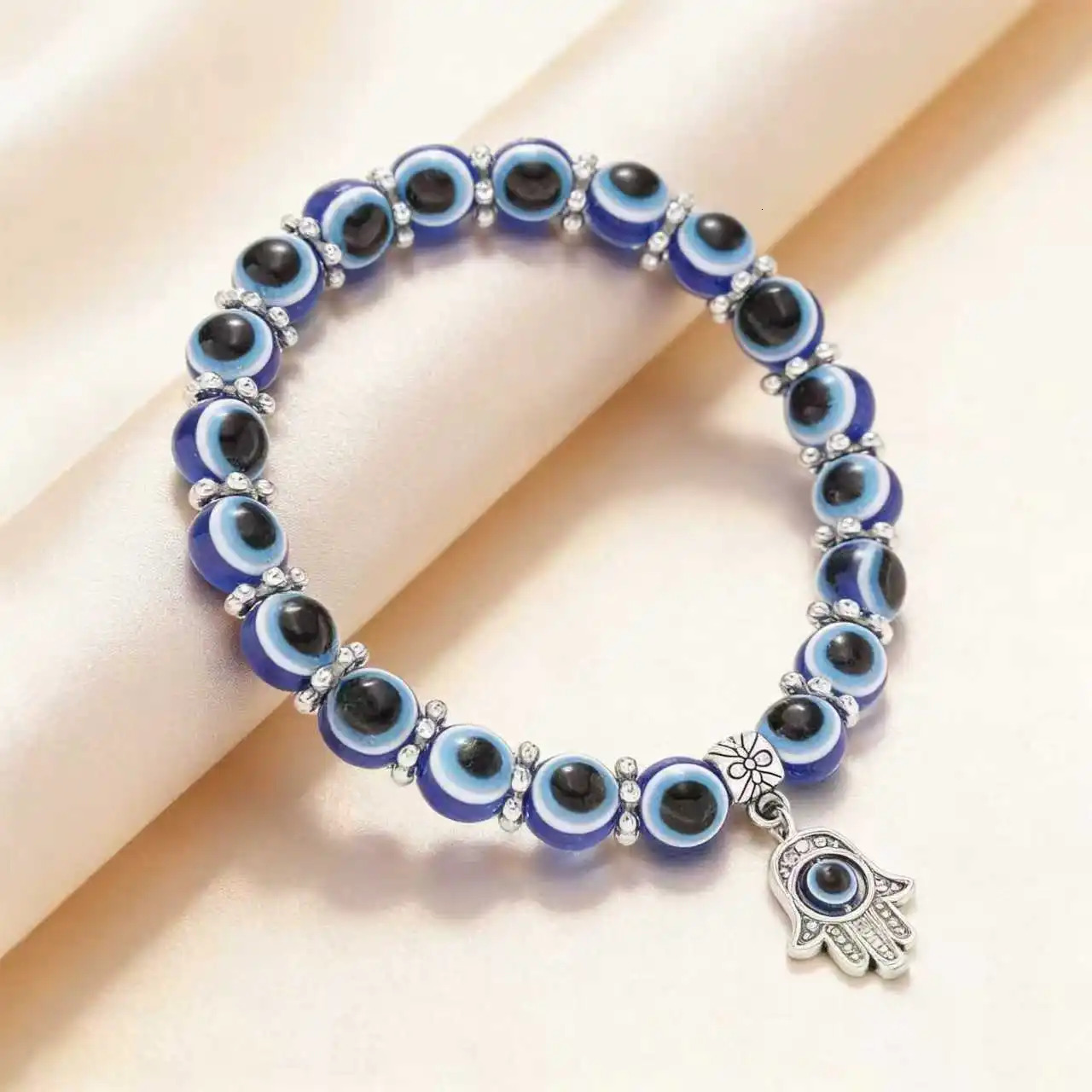 Turkish Bracelet for Men Women Blue Beaded Handmade Charm Jewelry with Butterfly Pendant charm bracelet jewelry260527