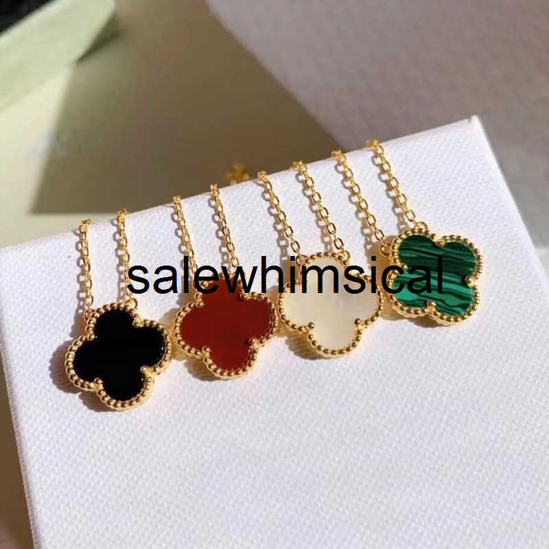 Designer Necklace S925 Silver Lucky Four-leaf Clover Necklace for Women Light Luxury Exquisite Agate Malachite Flower Pendant Valentines Day Gift TB