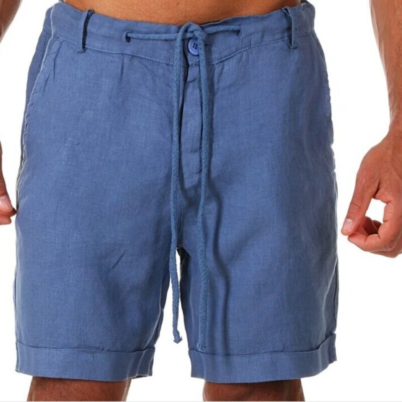 Designer Shorts Cotton Linen Solid Color Drawstring Casual Sports Shorts Breathable Loose Running Fitness Pants For Men