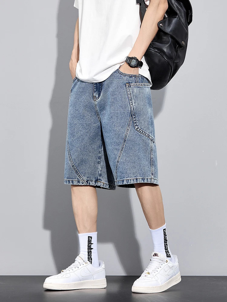 Mens Summer Denim Cargo Shorts Big Size 8XL 7XL 6XL Elastic Waist Straight Baggy Jeans 260609