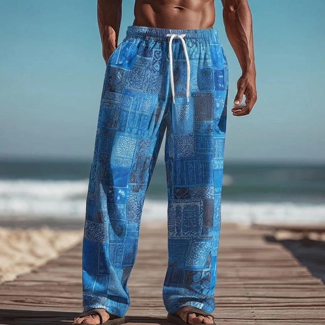 Summer Fashion Retro Ethnic Tribal Bohemian Style 3D Printed Sports And Leisure Straight Leg Pants Street Mens Loose 260612
