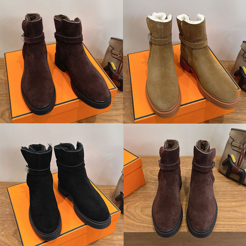 Botín Jeff para mujer Botines de diseñador H252122 Bota romana con hebilla chapada en paladio para mujer Suela de goma negra Plantilla clásica de pi