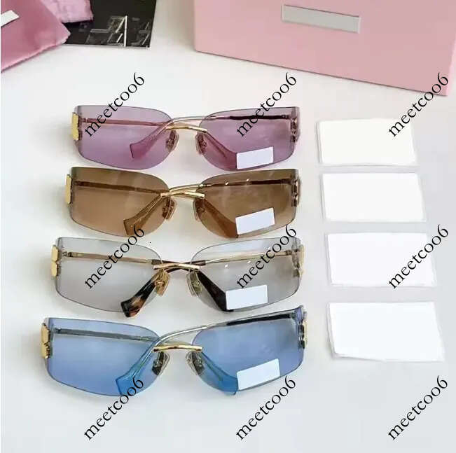 Designer Sunglasses women lunxury cateye sunglasses Frameless Curved mirror shaped hairband glasses men Shades Eyewear Men Vintage With Box