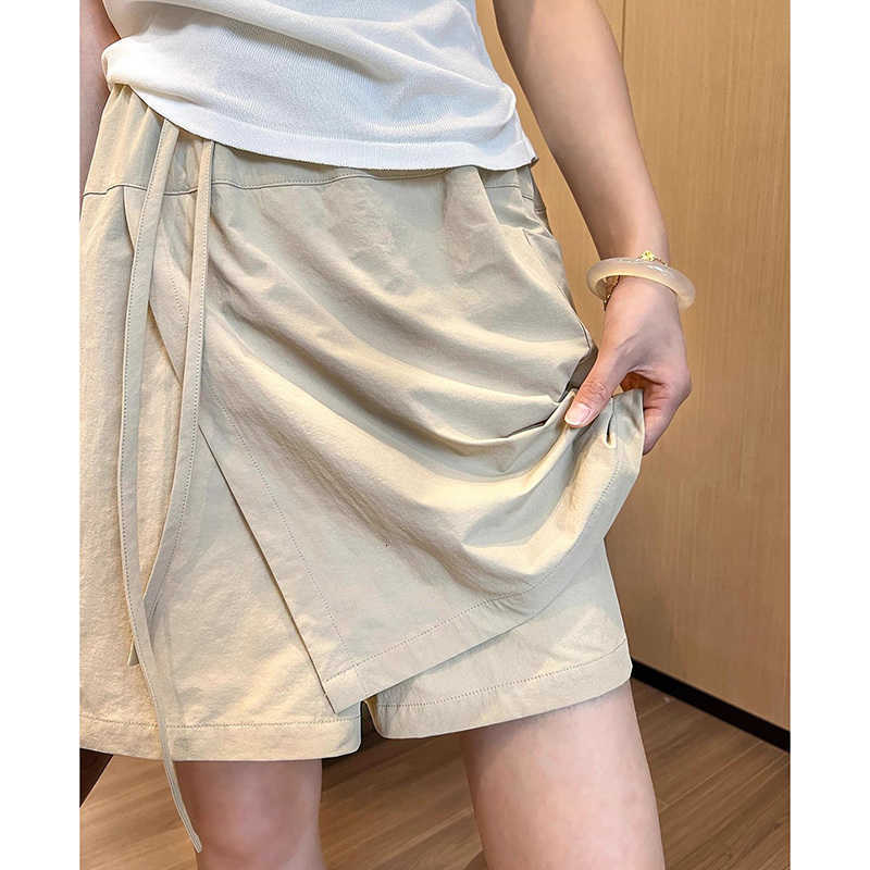 Short Summer Drying Lady Quick Skirts Pantss High Waist Solid Color Thin Dress Women Korean Ins Fashion A-line Culottes M260612