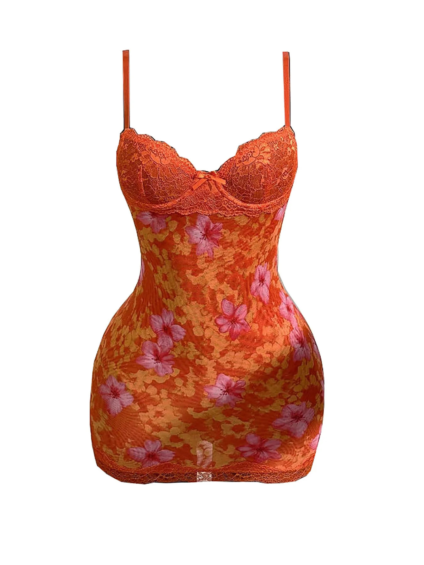 Womens Lace Sexy Dresses Summer Retro Print Slim Fit Resort Style Dress Spaghetti Straps High Waist Backless Mini Clothing 260612
