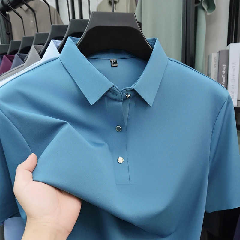 Mens Solid 2026 New Shirt Wrinkle Resistant Ice Silk Fabric Short Sleeve For Office And Casual M260612