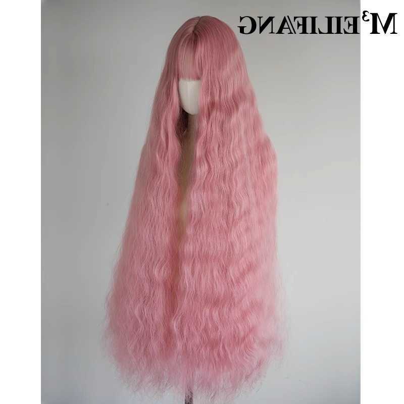 1m Pink Wig Rin Sakurazubai Cosplay Extra Long Curly Hair 1m Full Wig Female Cherry Blossom Pink Lolita Wool Curl L260612