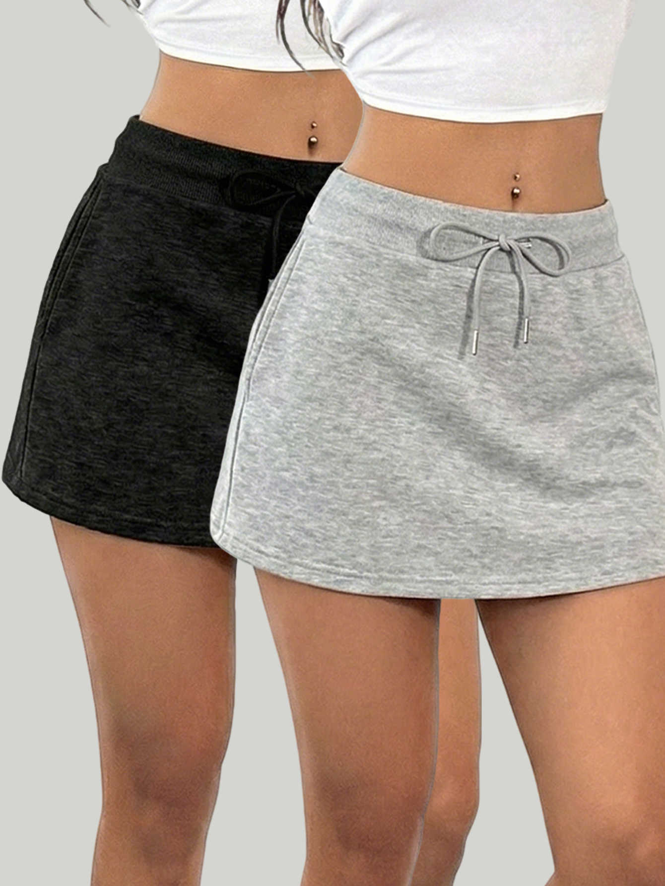 casual short skirt Womens mini drawstring high-waisted short style sportswear dress M260612