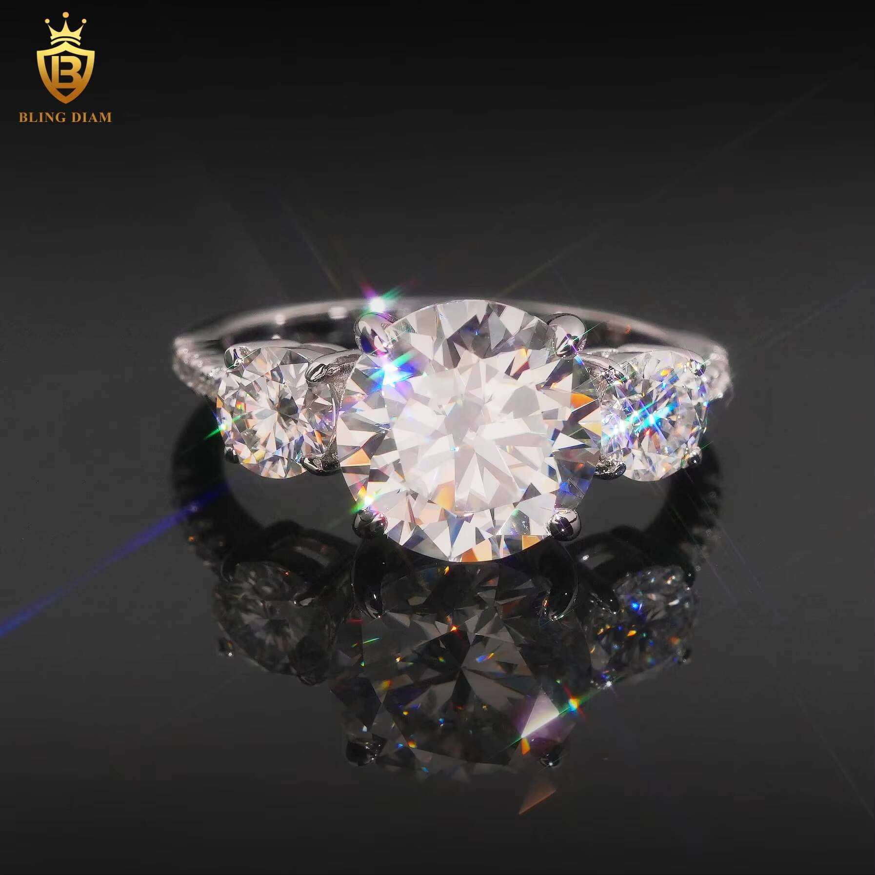 New Arrival Silver Rings Engagement Moissanite Ring Round Brilliant Cut Moissanite D VVS Fine Moissanite Jewelry Men Women