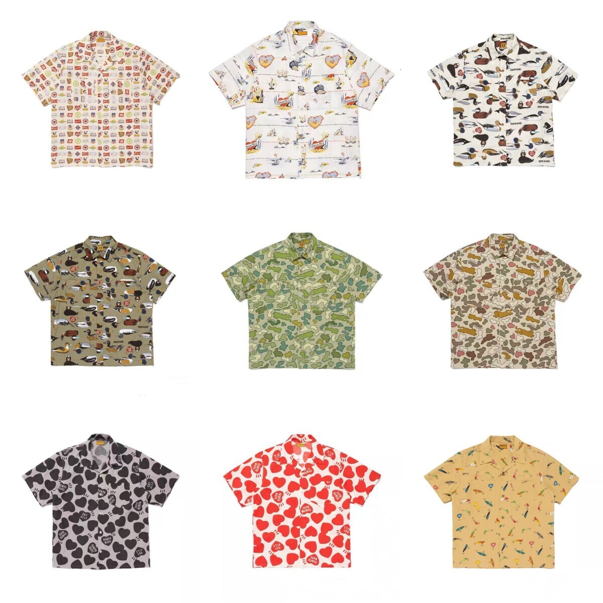Polo shirt mens designer human tshirts cartoon print camouflage short-sleeve Business shirt Unisex classsic Humanmades fashion beach polos shirt