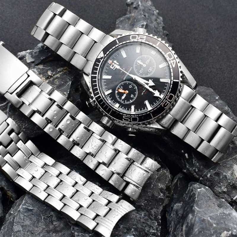 Quality 316L Silver Stainless steel Bands Strap For omega seamaster speedmaster ocean Belt 18mm 20mm 22mm wristband Q260612
