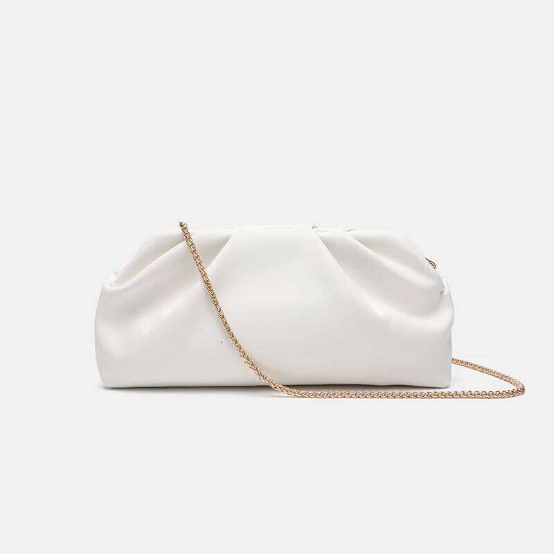 New White Cloud Pleated Fashion Chain One-Shoulder Crossbody Bag French Elegant Dinner Clutch