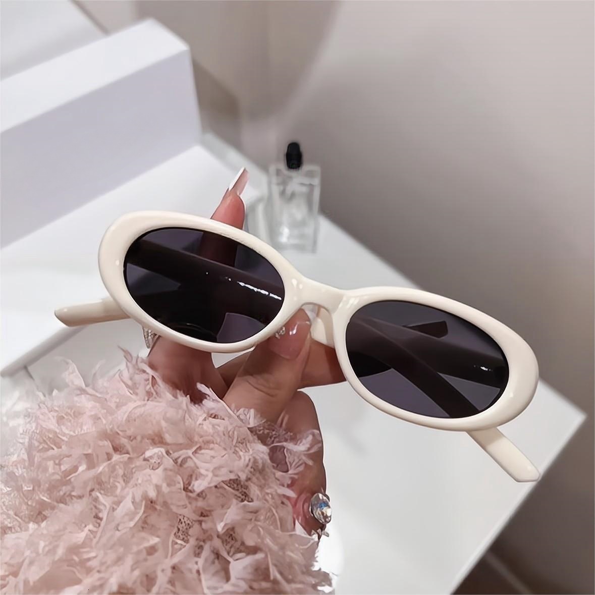 New Style Oval Small-Frame Sunglasses, Unique And Stylish, Women With A High-End Street Fashion Vibe, Trendy Sunglasses For Men