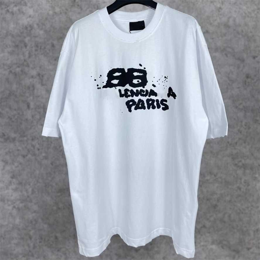 The correct version from Paris of B SS24 summer new hand-painted graffiti classic loose-fit unisex short-sleeve T-shirt{category}{category}KCNX