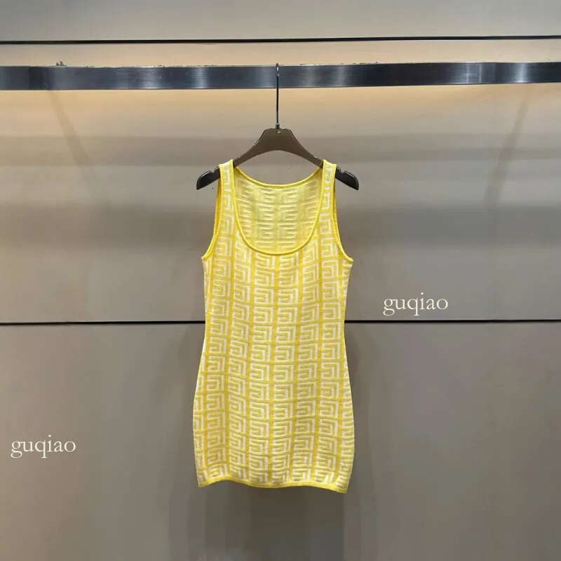 Designer Tank Top Dress Womens New BL Style Labyrinth Jacquard Knit Dress Sleeveless U Neck Tank Mini Dress High Quality Summer Clothes Women Design