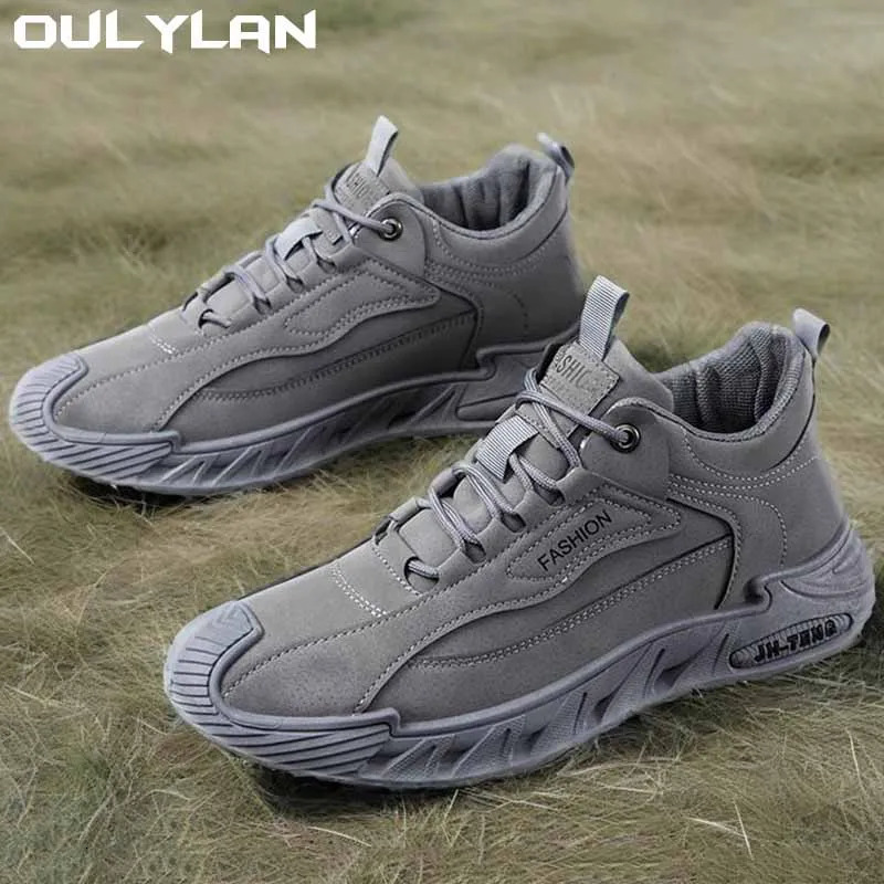 Outdoor Snow Boots Thick Sole Rubber Material Winter Mens Casual Sports Shoes British Style Mid-Top Lace-Up Fleece-Lined Warm 260612