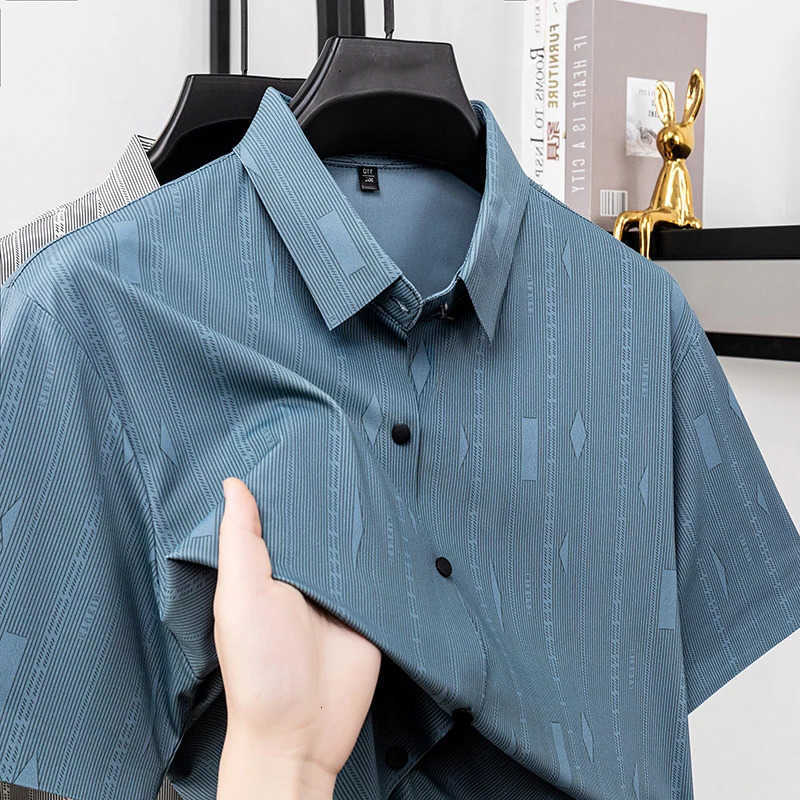 Stripe Mens Short Sleeve Geometric Button Down Shirts Classic Fit Casual Tops Soft Comfortable Fashion Shirts for Men M260612
