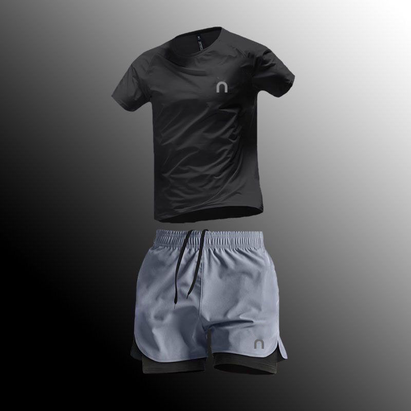 Men's Designer Sports Running Shorts Set - Breathable Quick-Dry Letter Graphic Short Sleeve Casual Sporty Streetwear Unisex Training Shorts (No
