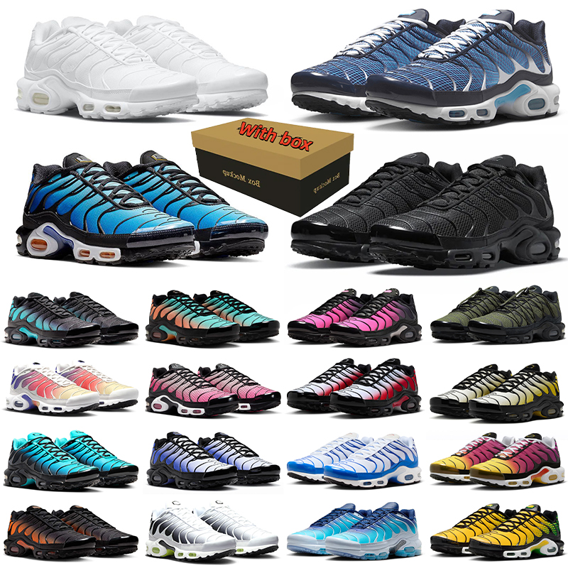 Free shipping with box tn running shoes designer tnss men women tns sneakers triple black white grey green navy blue pink red mens womens outdoor sp