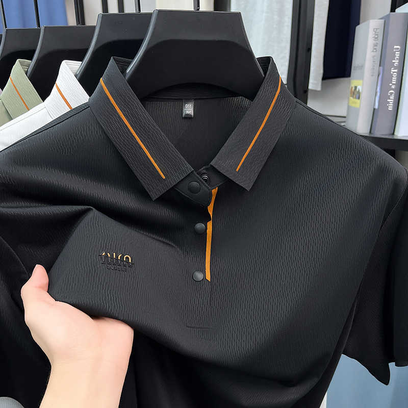 short silk brand ice sleeve shirt mens summer fashion letter embossed comfort breathable leisure T-shirt M260612