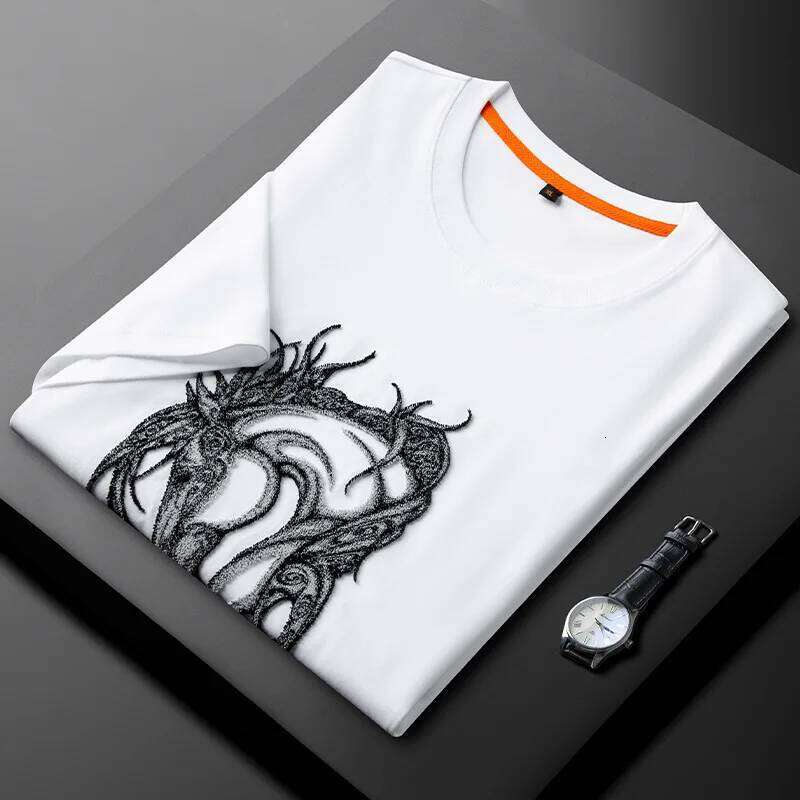 Minglu 100% Cotton Summer Men's Polo Shirts Luxury Short Sleeve Solid Color Round Collar Horse Embroidery Casual Male T-Shirts