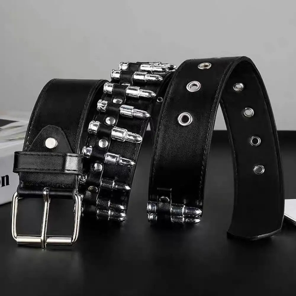 Trendy Rivet Hollow Bullet Decoration Belt Heavy Metal Belt Men Women Punk Rock Style Belt Fashion PU Leather Studded Waistband260605