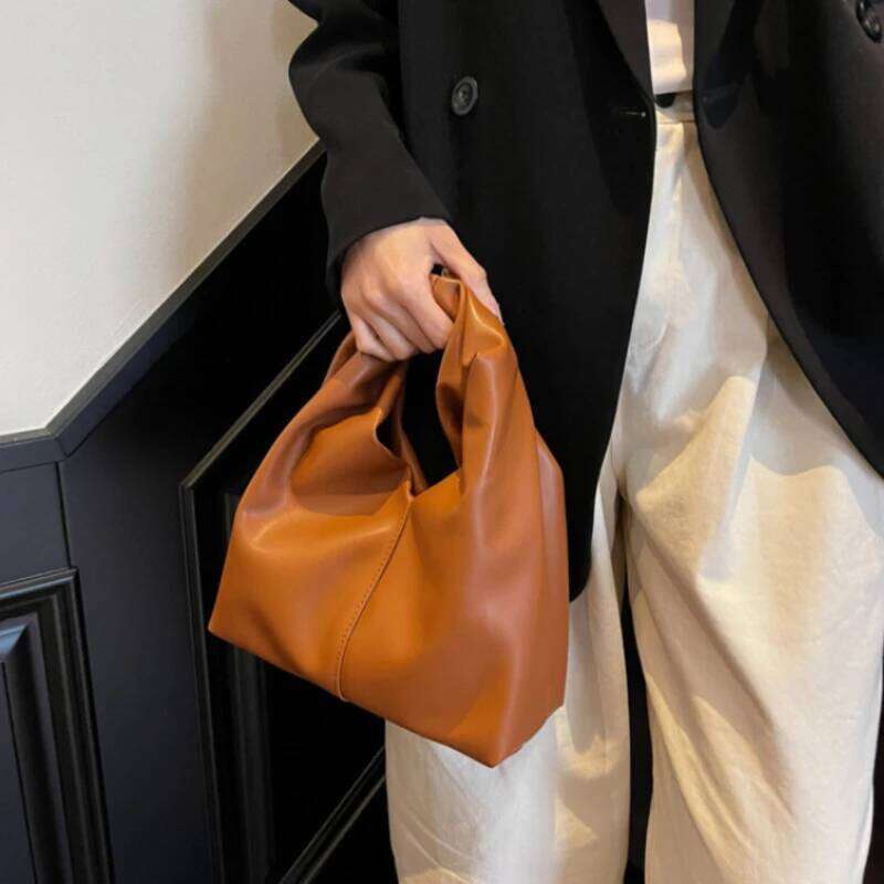 Design Small PU Leather Top-Handle Shoulder Bag for Women 2026 New Trend Fashion Y2K Handbags and Purses Females Bucket Bags