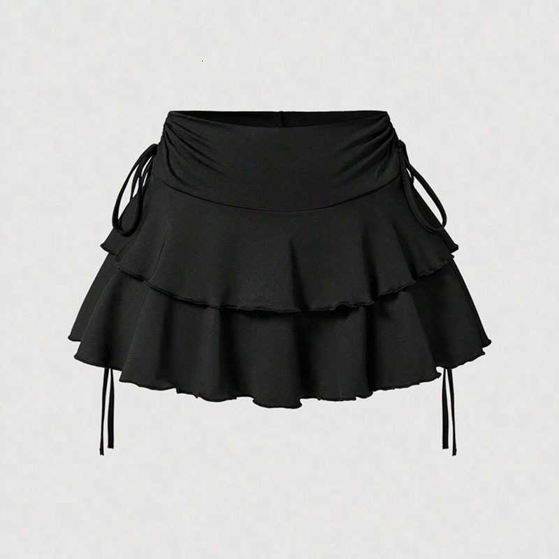 Women New Skirt Summer Mini Versatile Drawstring High Waist Slim Fit Elastic A-line Skirts Fashion Ruffles Office Lady Skirts M260612
