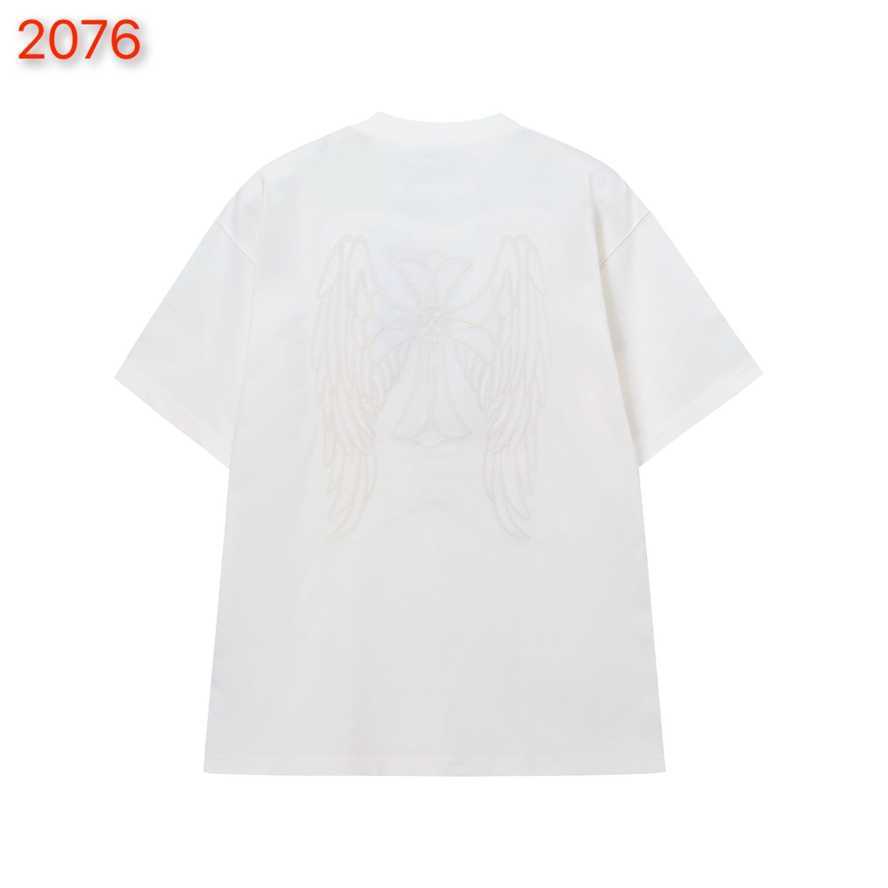 Correct version CH Chrome Summer Washed Patch Embroidery Short Sleeve T-shirt Couple Style{category}{category}5TBB
