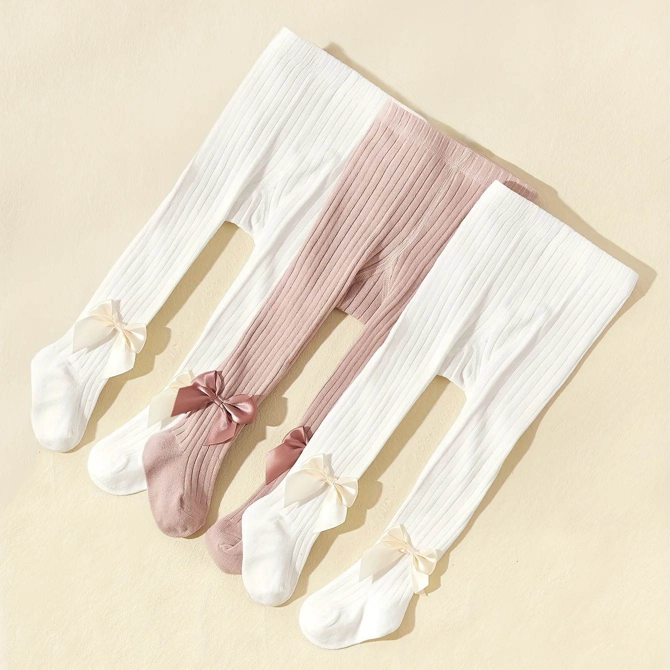 3PCSSet Spring and Autumn Princess Bowknot Girls Fashion Comfortable Breathable Cotton Pantyhose for Babies 260612