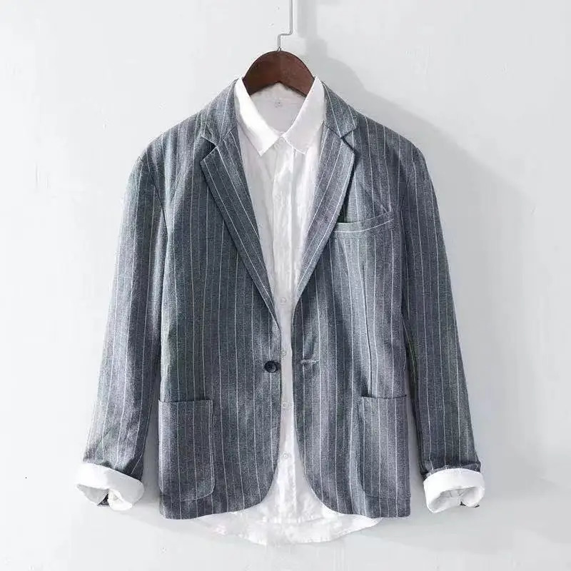SpringSummer Mens Cotton and Hemp Casual Suit Top Loose Breathable Comfortable Quality Fabric y Coat 260611
