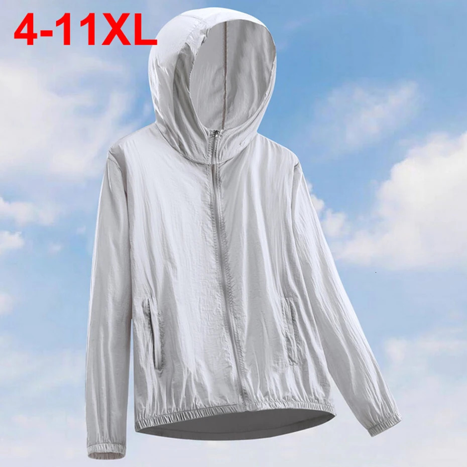 11XL Plus Size Men Summer Jackets Lightweight Windbreaker Thin Quickdry Hooded Sun Protection Jacket 10XL 9XL Big 260609