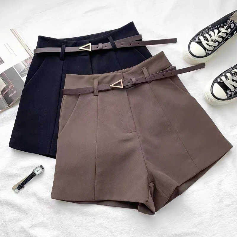 Women Shorts for New Casual in Spring 2025 Korean Version Ins Retro Simple High Waisted A-line Wide Leg Pants for Outerwear M260612