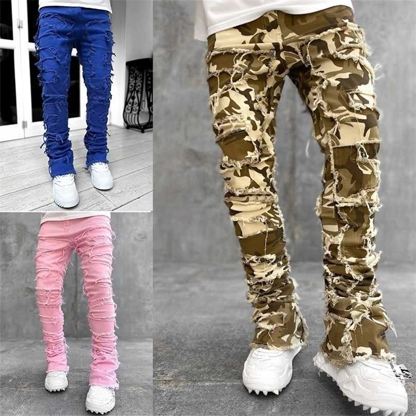 Jeans Mens INS Y2K Vintage Man Denim Pants Skinny Camouflage Pencil Trousers Clothing S260612