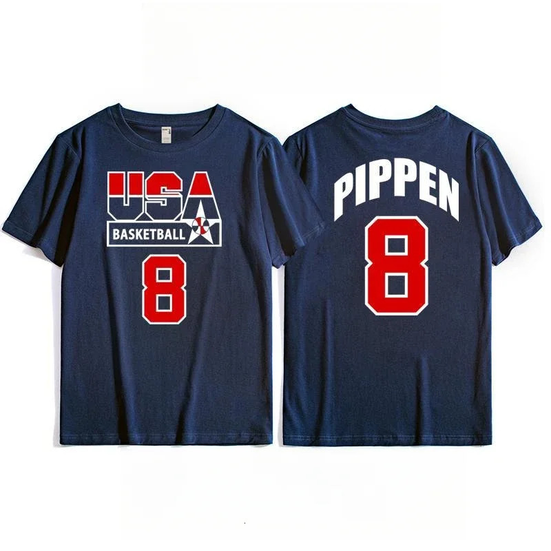 Us mens basketball team training T-shirt top retro sporty casual short-sleeved breathable quick-drying high-quality sportswear 260612