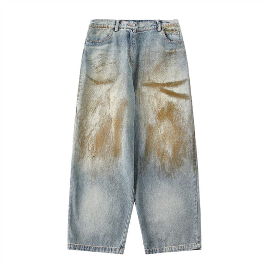 Vintage Baggy Jeans Men Y2k Ripped Hole Patch Jeans Pants Streetwear Harajuku Washed Color Graffiti Denim Trousers Mens Clothing Q260612