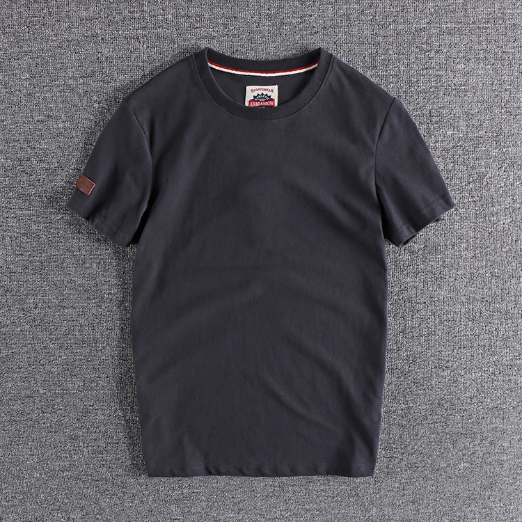 Summer American Retro Short-sleeved O-neck Solid Color T-shirt Mens Fashion Simple 100 Cotton Washed Casual Sport Tops 260612