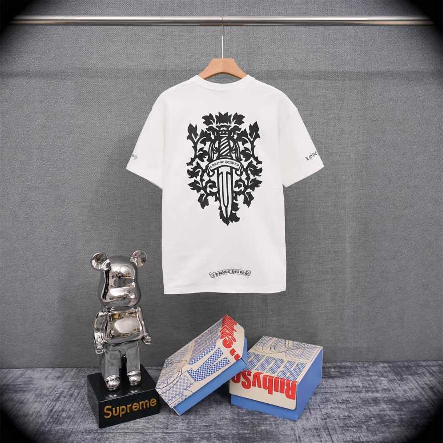Correct version CH Chrome Summer Cross and Horseshoe Print Short Sleeve T-shirt Couple Style{category}{category}ZLAN
