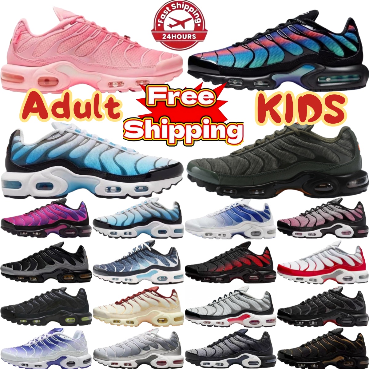 Free shipping Designer Adult kids TN TNs plus casual shoes Outdoor Sports Three Black White Red Blue gradient tn running shoes sneaker for outdoor c