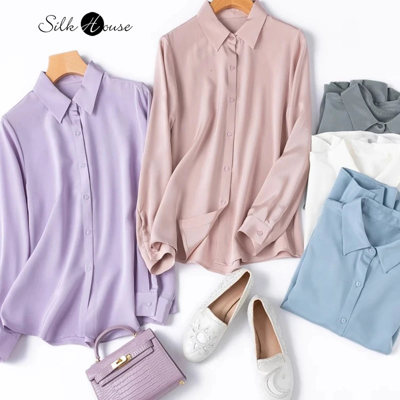 26MM Heavyweight 93 Natural Mulberry Silk Elastic Heavy Crepe Womens Fashionable Long Sleeved Square Neck Commuting Shirt 260527