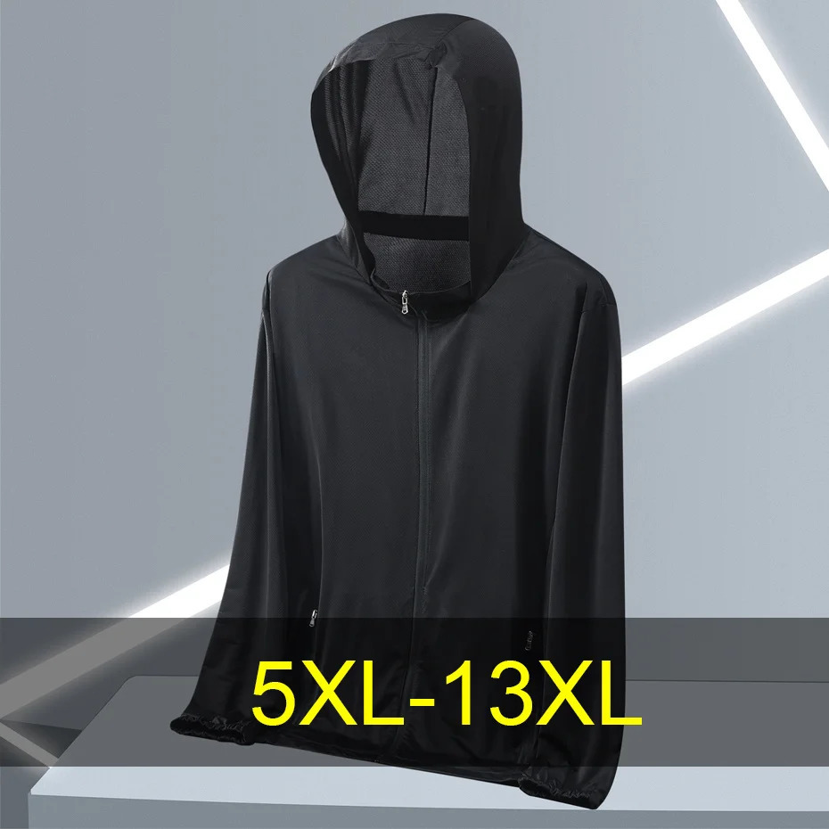 Summer Thin Jacket Men 13XL 12XL Plus Size Jackets Breathable Fashion Casual Solid Color Hooded Male Big 260611