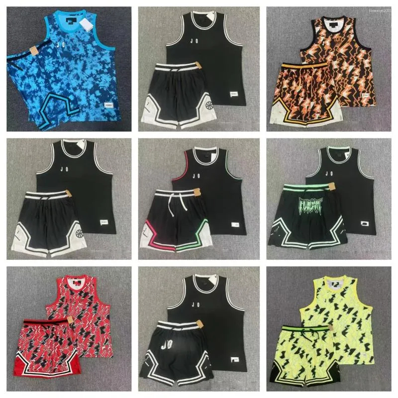 Designer Shorts Sports T-shirt vest set breathable quick drying fitness running marathon sports training shoulder basketball suit men's summ-image-968816446
