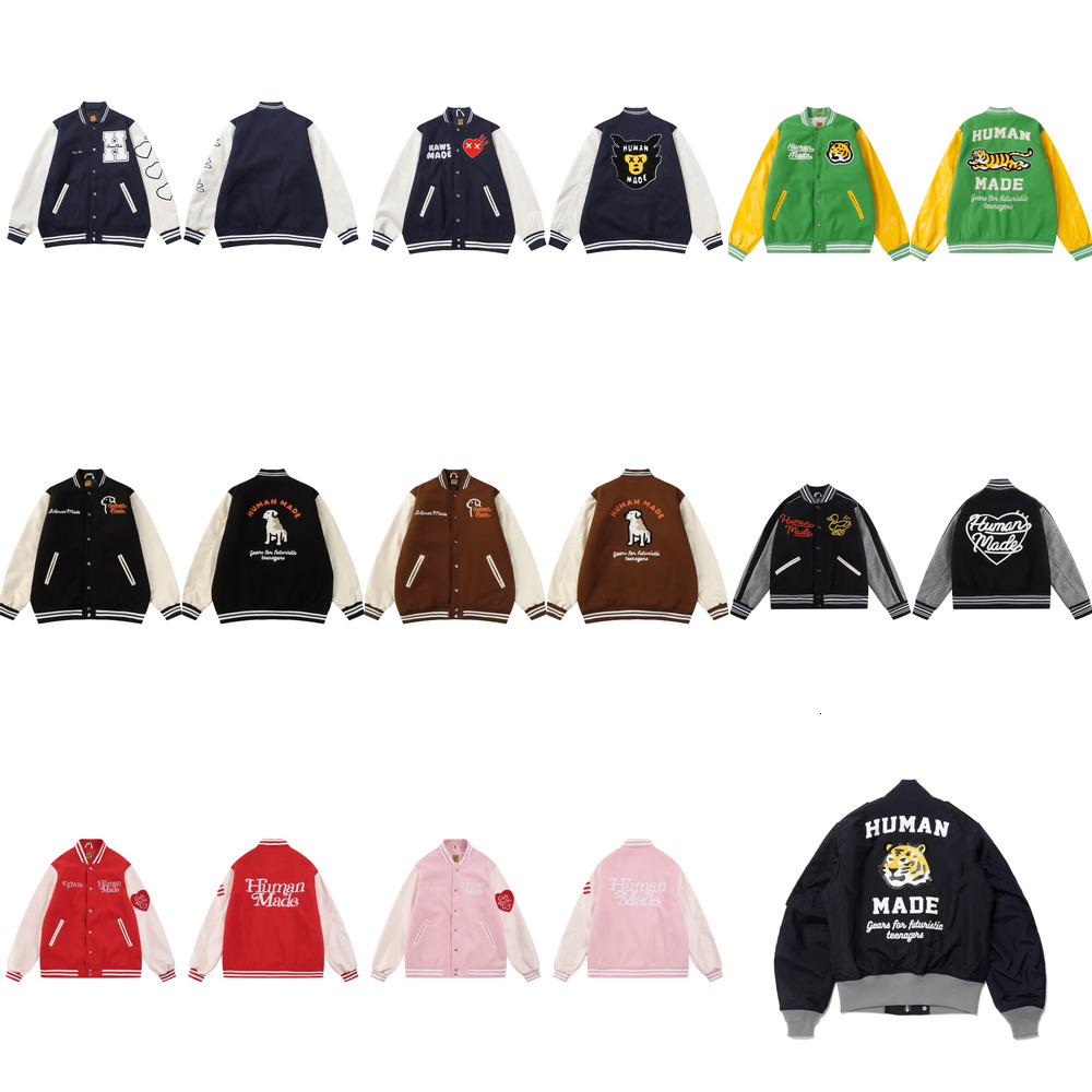 Designer Humanmades Mens Jacket fashion human heart baseball jacket retro duck tiger embroidered Leather Coat Unisex Human Varsity Jacket Winter str