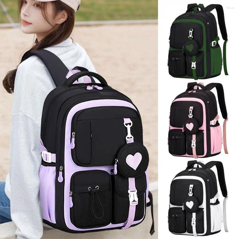 School Bags Casual Nylon Fabric Bag Large Capacity Zipper Closure Backpack Lightweight Portable Travel Knapsacks Teenagers