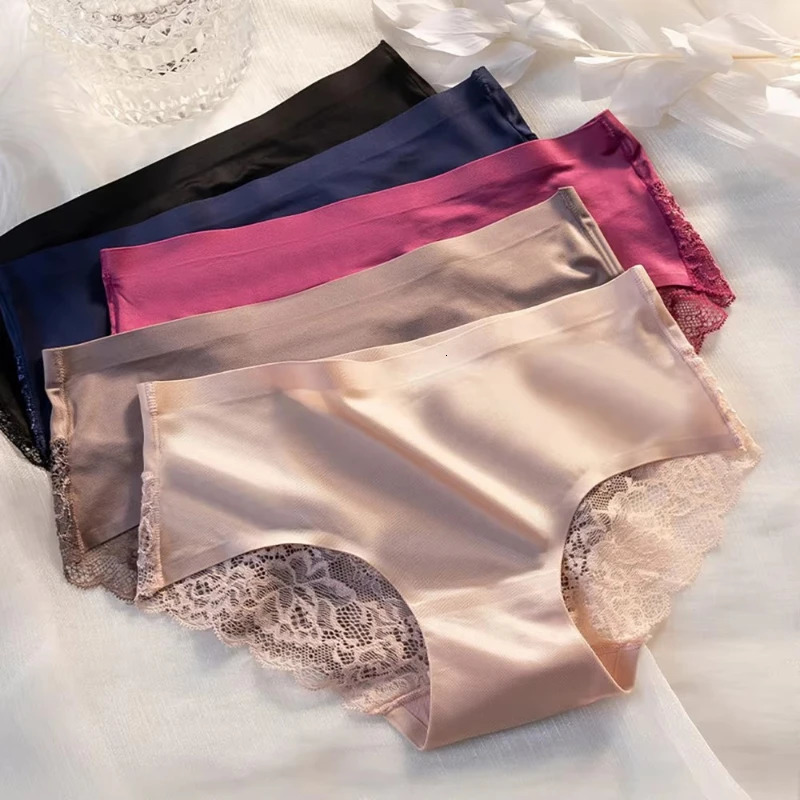 1/2/3pcs WomenS Panties Exquisite Lace Underwear Sexy Lingerie Big Size Sweet Silk Satin Briefs Soft Cozy Underpants 260611