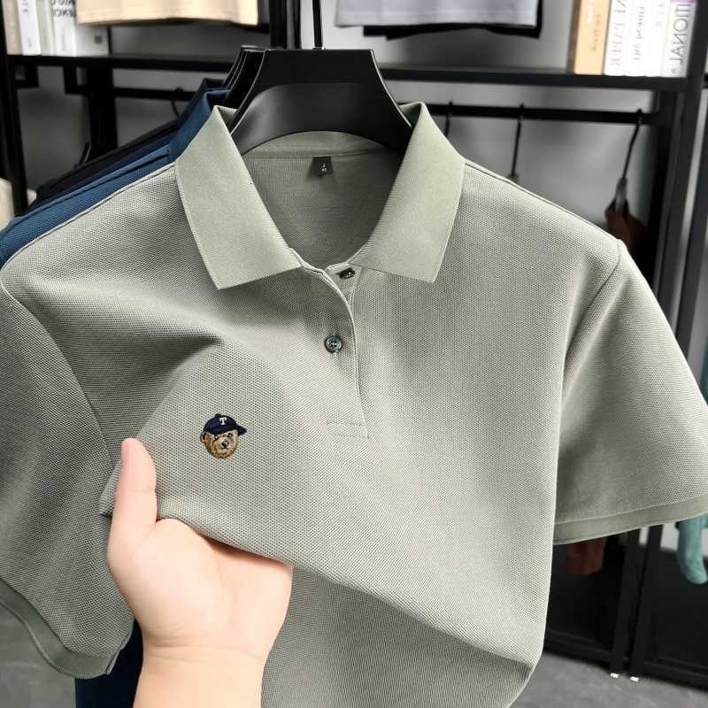 short 100 pure cotton mens sleeve shirt fashion brand cartoon embroidery T-shirt new casual summer breathable top M260612